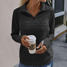 Load image into Gallery viewer, Lapel Zipper Cuff Stitching Sweatshirt
