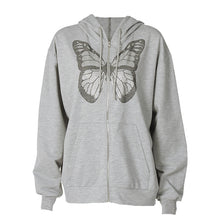 Load image into Gallery viewer, Butterfly Printed Zipper Hoodies Coat
