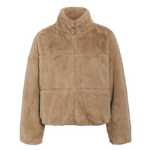 Load image into Gallery viewer, Stand-Up Collar Short Zipper Plush Coat
