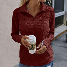Load image into Gallery viewer, Lapel Zipper Cuff Stitching Sweatshirt
