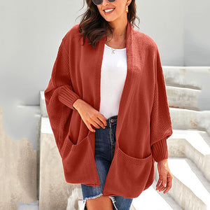Bat Sleeve Knitted Sweater Coat