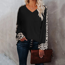 Load image into Gallery viewer, Leopard Print Stitching V-Neck Top
