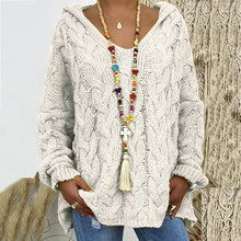 Load image into Gallery viewer, Solid Color Twist Knit Hooded Sweater

