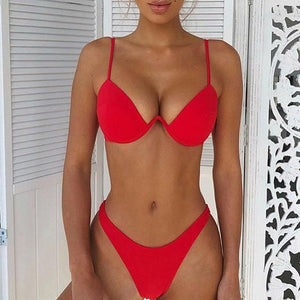 Sexy Solid Color Bikini Swimsuit