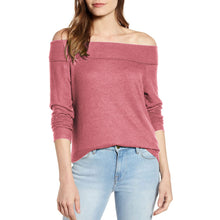 Load image into Gallery viewer, Solid Color Long-sleeved One-shoulder Top
