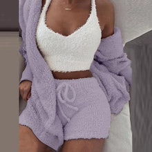Load image into Gallery viewer, Plush Coat+Vest+Shorts Loungewear Set
