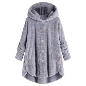 Buttoned Plush Top Coat