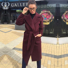 Load image into Gallery viewer, Lapel Tie Wool Coat
