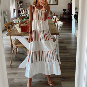 Contrasting Color Sleeveless Dress