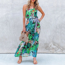 Load image into Gallery viewer, Fashion Green Floral Printed Maxi Dress

