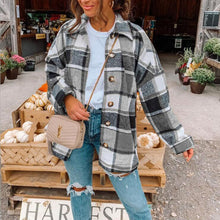 Load image into Gallery viewer, Women's Loose Plaid Shirt Cardigan Coat
