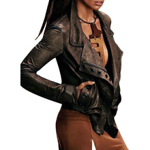 Load image into Gallery viewer, Long Sleeve Stitching Leather Jacket Coat
