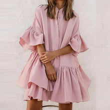 Load image into Gallery viewer, Chiffon Loose Solid Color Mini Dress

