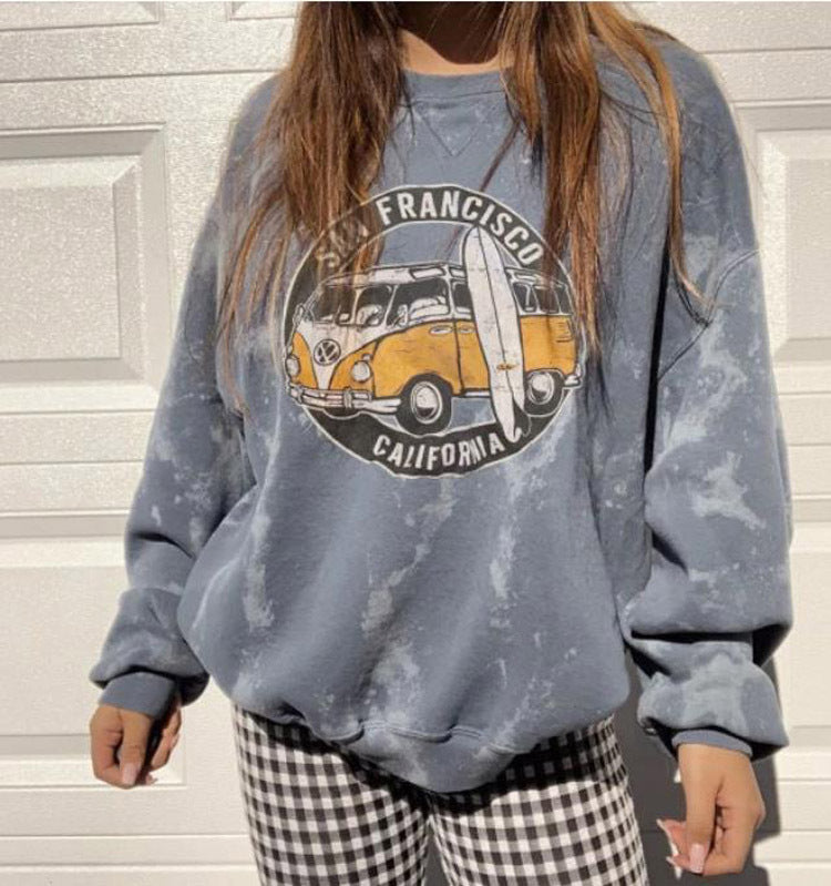 Cute Car Printed Casual Sweatshirt