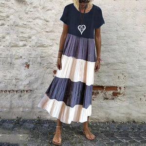 Round Neck Stitching Color Dress
