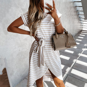 Striped Print Irregular Dress