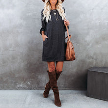 Load image into Gallery viewer, Solid Color Soft Long Sleeve Dress
