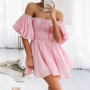 Lovely Puff Sleeve Mini Dress