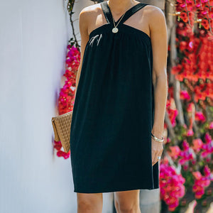 Solid Color Off-The-Shoulder Mini Dress