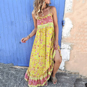 Boho Chic Floral Printed Sleeveless Maxi Dress