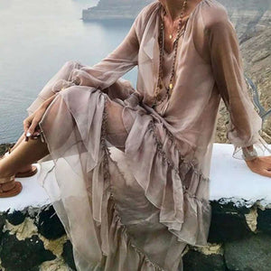 Soft V-Neck Loose Fit Casual Maxi Dress