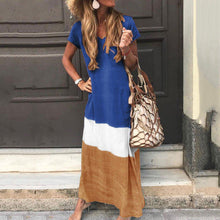 Load image into Gallery viewer, Boho Style Color Splicing Casual Loose Fit Maxi Dress
