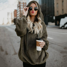 Load image into Gallery viewer, Solid Color Hooded Plush Sweatshirt

