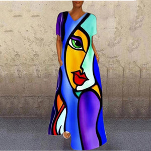 Abstract Print Maxi Dress