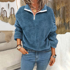 Casual Fleece Zipper Sweater Tops
