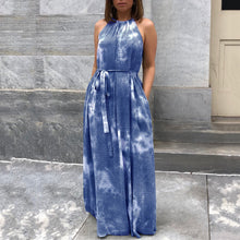 Load image into Gallery viewer, Tie-Dye Printed A-Line Sleeveless Maxi Dress

