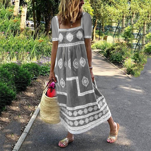 Bohemia Style Short Sleeve Maxi Dress
