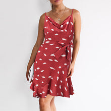 Load image into Gallery viewer, Elegant Printed Ruffle Hem Mini Dress
