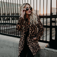 Load image into Gallery viewer, Lapel Leopard Print Faux Fur Cardigan Jacket
