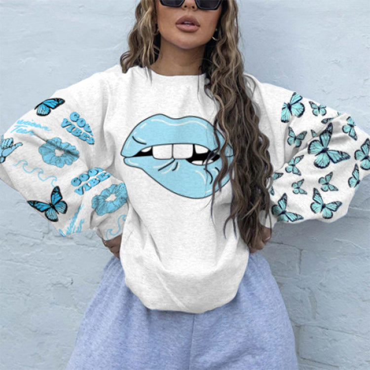 Fashion Round Neck Printed Sweatshirt
