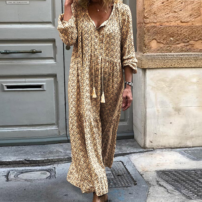 Bohemian Floral Long Sleeve Maxi Dress