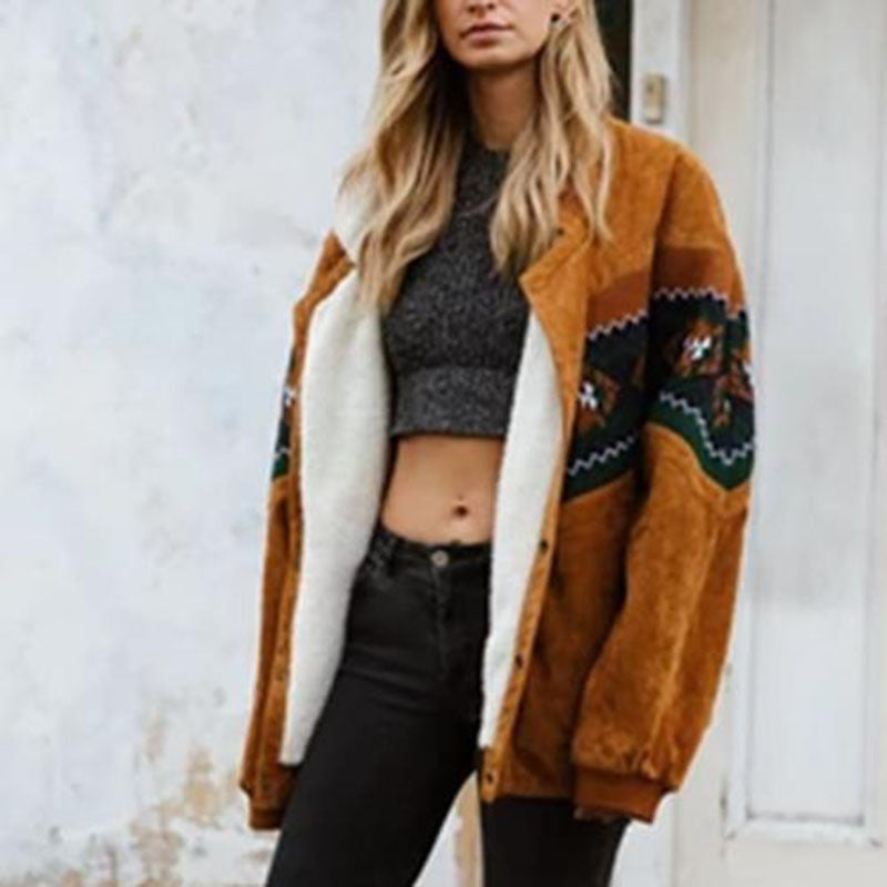 Ethnic Printed Casual Cotton Coat