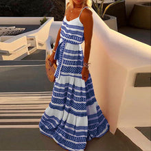 Load image into Gallery viewer, Bohemian Style V-Neck Print Suspender Dress

