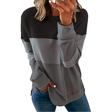 Load image into Gallery viewer, Contrasting Color Round Neck Long-Sleeved Tops
