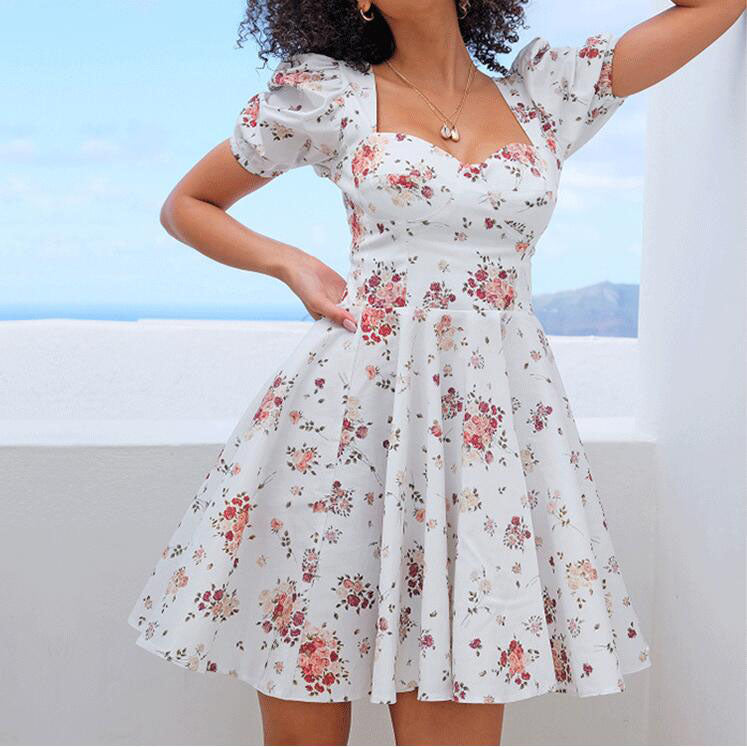 Elegant Floral Printed Mini Dress