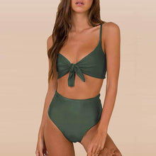 Load image into Gallery viewer, Solid Color Chest Strap Bikini Swimwear
