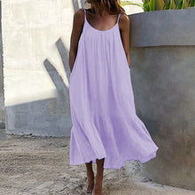 Load image into Gallery viewer, Solid Color Ruffled Sling Dress
