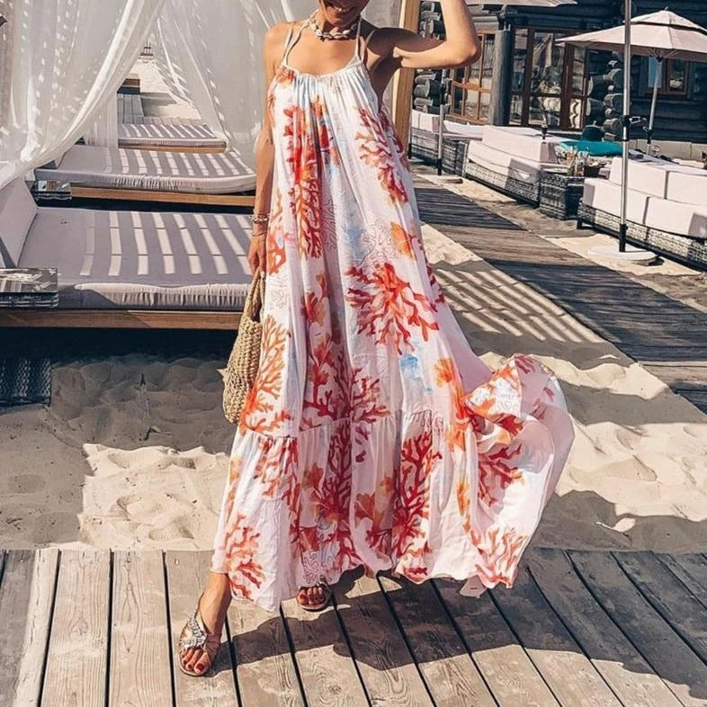 Sweet Printed Casual Loose Maxi Dress