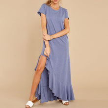 Load image into Gallery viewer, Round Neck Ruffled Slit Dress
