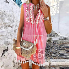Load image into Gallery viewer, Cute Sleeveless Tassel Vacation Mini Dress
