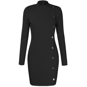 Pure Color Slim Sexy Knit Bodycon Dress