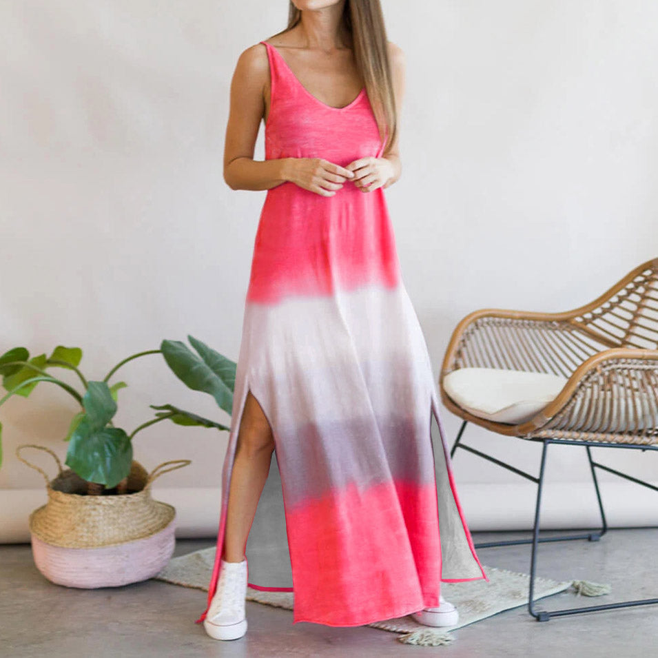 Gradient Slit Sling Maxi Dress