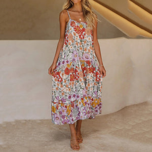 Vacation Sleeveless Floarl Printed Maxi Dress