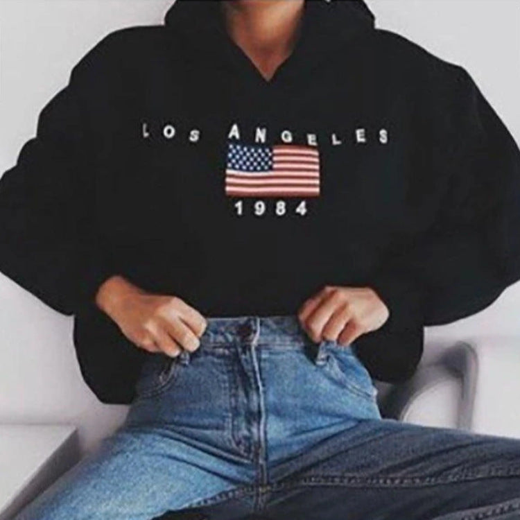 Black Fashion Printed Loose Fit Sweatshirt