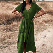 Load image into Gallery viewer, Solid Color V-Neck Dress
