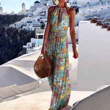 Load image into Gallery viewer, Fashion Halter Printed Maxi Vacation Dress
